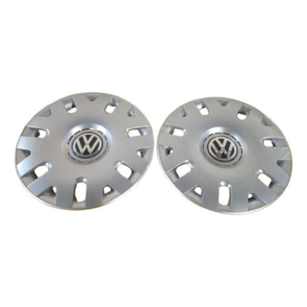  Par Calota Roda Aro 14 Polo Orig. Volkswagen 600601147l Cinza